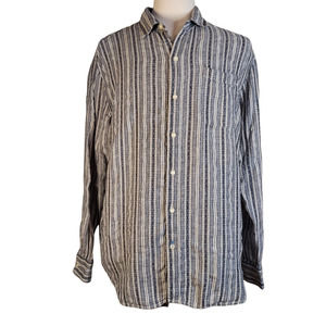 Tommy Bahama Blue and White Stripes Abstract Design Button Down Shirt Size XL